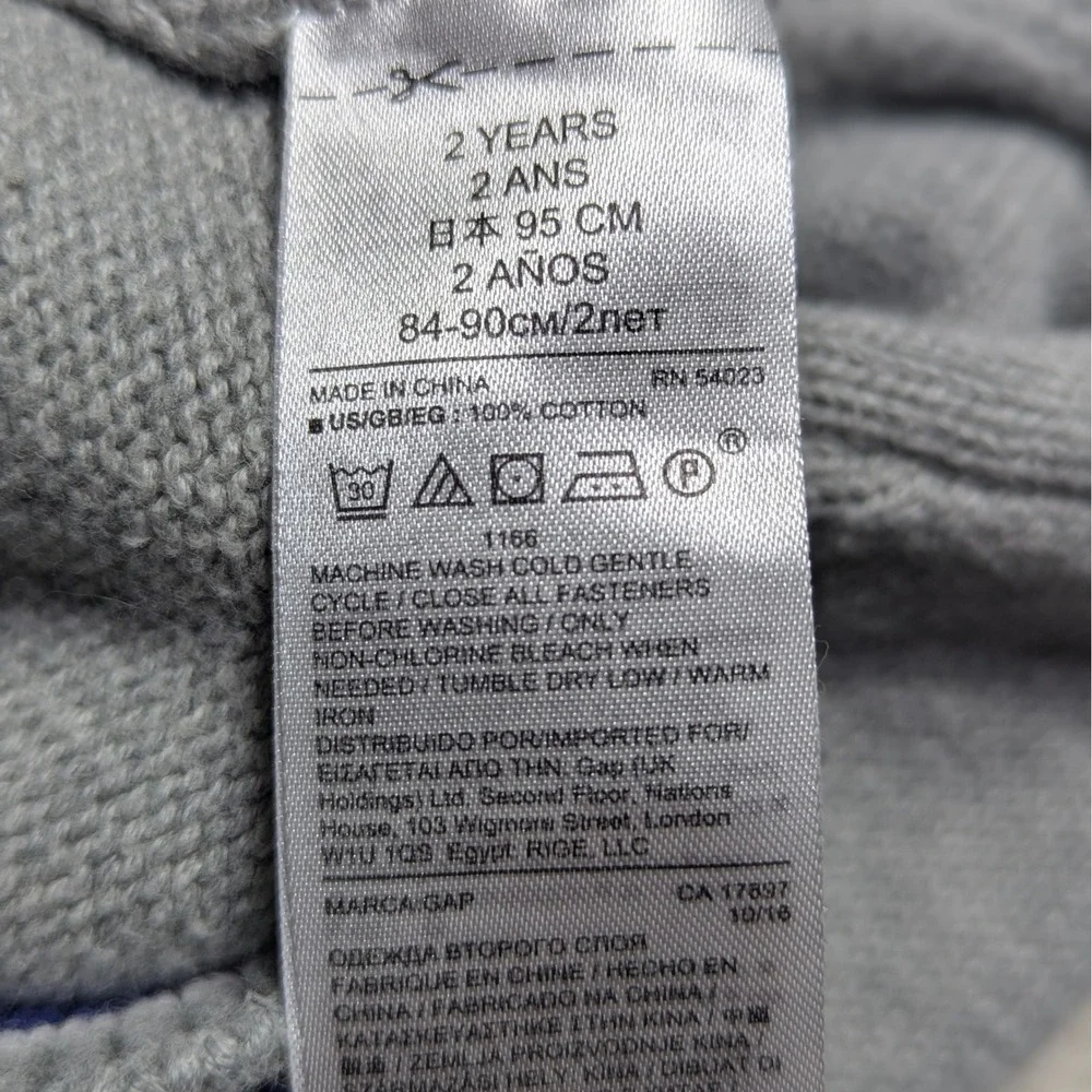 Baby GAP‎ Toddler Hooded Sweater Grey Blue Button Front 2T